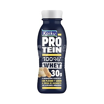 Kaiku Kaiku Protein Leche fermentada con proteínas (100% whey) y plátano, sabor crema cacahuete 330 ml. 330 ml