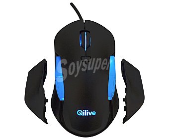 Qilive Ratón gaming 8 botones programables , 1000-5000dpi, iluminación Led, conexión Usb, ergonómico ambidiestro Q.3669