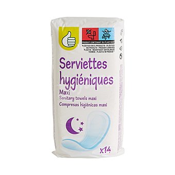 Productos Económicos Alcampo Producto económico alcampo Compresas higiénicas de noche maxi 14 uds