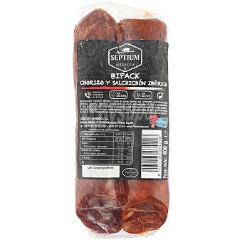 Chorizo y salchichón ibérico velita curados sin gluten y sin lactosa 400 g