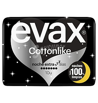 Evax Compresas evax cotto alas extra noche 10 unidades