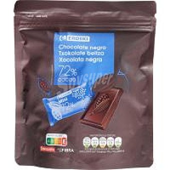 Eroski Chocolate negro 72% cacao en porciones eroski, bolsa 175 G Bolsa 175 g