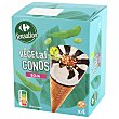 Conos con helado a base de soja con cobertura de chocolate y avellana Sensation Carrefour sin gluten 4 ud Carrefour