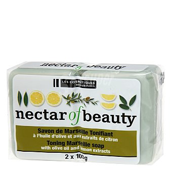 Les Cosmétiques Jabón de manos en pastilla Marsella con aceite de oliva y limón Néctar of Beauty Pack de 2 unidades de 100 g
