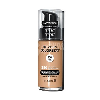 Revlon Base de maquillaje permanente Colorstay acabado mate SPF-15 tono 350 Rich Tan para piel mixta y grasa