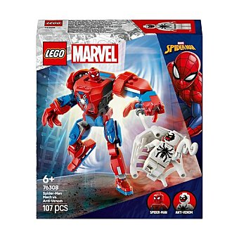 LEGO Lego Marvel Armadura Robótica de Spider-Man vs. el Anti-Venom 76308, 107 piezas, +6 años.