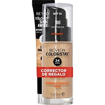 Revlon Base de maquillaje larga duración piel mixta grasa tono 180 Sand Beige colorstay Revlon 1 ud