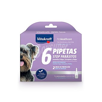 Vitakraft Pipeta stop parásitos con Dimeticona para perros de menos 15 kg
